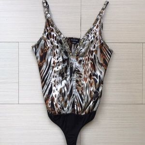 bebe Body Suit Animal Print with Stones